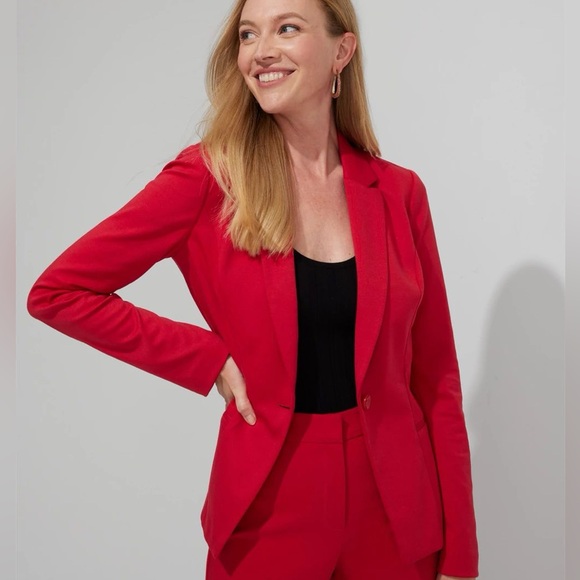 White House Black Market Red Structured One Button Blazer Jacket Size 2 XS WHBM - Picture 1 of 10